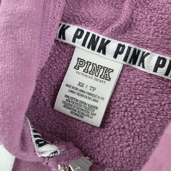 PINK Victoria's Secret LOVE PINK Mauve Half Zip Pullover Hoodie Women's XS - Picture 4 of 8